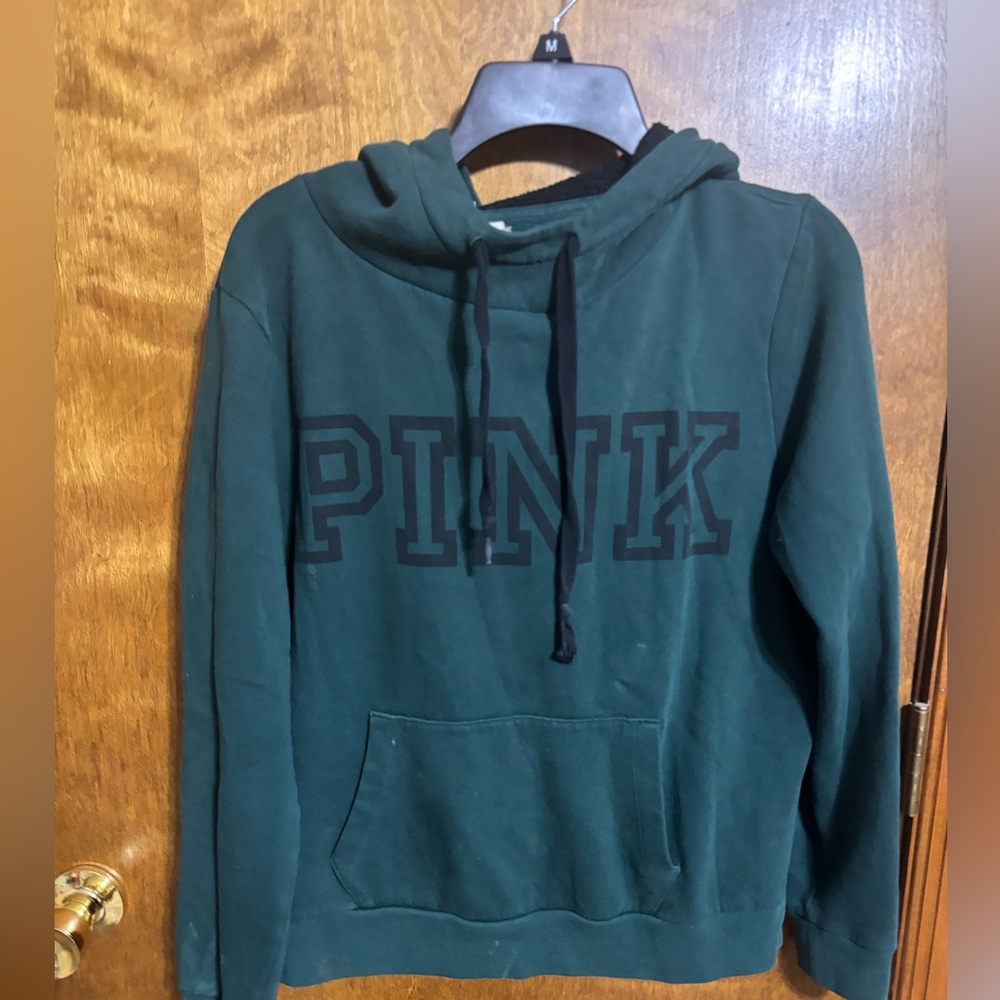 PINK Victoria's Secret Teal and Black Hoodie